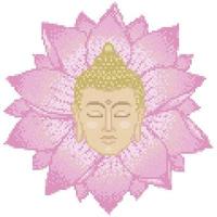 Buddha Head and Lotus Cross Stitch vector