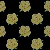 Seamless Pattern with Cross Stitch Yellow Roses vector