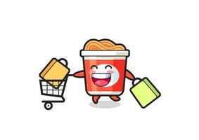 black Friday illustration with cute instant noodle mascot vector