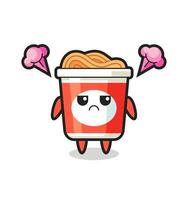 annoyed expression of the cute instant noodle cartoon character vector