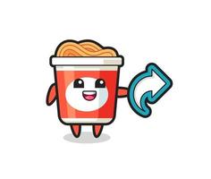 cute instant noodle hold social media share symbol vector
