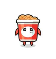 the lazy gesture of instant noodle cartoon character vector