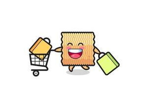 black Friday illustration with cute raw instant noodle mascot vector