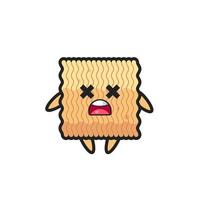 the dead raw instant noodle mascot character vector