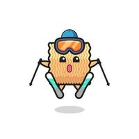raw instant noodle mascot character as a ski player vector
