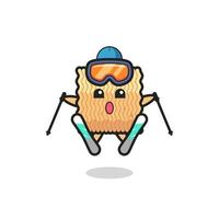 raw instant noodle mascot character as a ski player vector