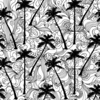 Palm and Doodle Seamless Pattern vector