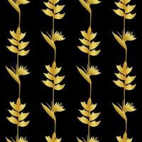 Gold Tropic Flowers Seamless Pattern vector