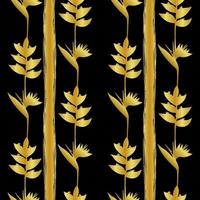 Gold Tropic Flowers Seamless Pattern vector