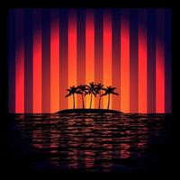 Tropical Island with Neon Strips vector