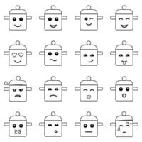 Emotional Pan Face Outline Icons vector