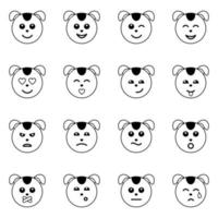 Emotional dog Face Icons vector