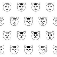 Emotional Cat Face Seamless Pattern vector