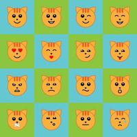 iconos emocionales de cara de gato vector