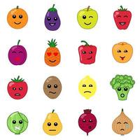 iconos de cara de frutas y verduras vector