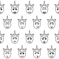 Emotional Unicorn Face Seamless Pattern vector