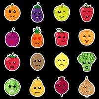 Vegetables and Fruit Face Stickers vector