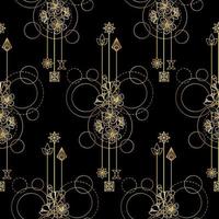 Gold Cherry Flowers Seamless Pattern vector