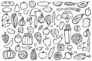 conjunto de comida de doodle vector