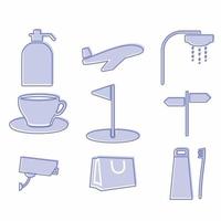 Hotel and Restaurant Set Icon Part 1 - Blue Twins Style vector