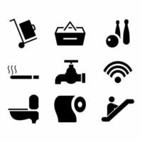 Vector Graphic of Hotel and Restaurant Set Icon Part 3 - Black Style