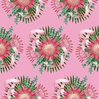 Seamless Pattern withTropical Wedding Bouquet