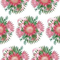 Seamless Pattern withTropical Wedding Bouquet vector