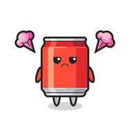 annoyed expression of the cute drink can cartoon character vector