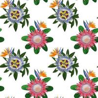 Seamless Pattern with Tropical Flowers vector