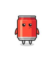 cute drink can character with suspicious expression vector