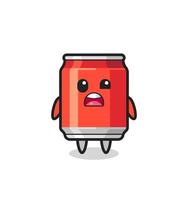 the shocked face of the cute drink can mascot vector