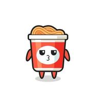 the bored expression of cute instant noodle characters vector