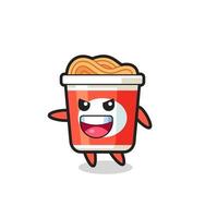 instant noodle cartoon with very excited pose vector