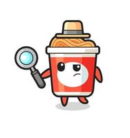 instant noodle detective character is analyzing a case vector