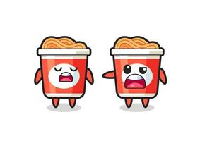 illustration of the argue between two cute instant noodle characters vector