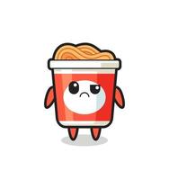 the mascot of the instant noodle with sceptical face vector