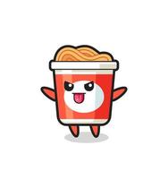 naughty instant noodle character in mocking pose vector