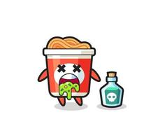 illustration of an instant noodle character vomiting due to poisoning vector