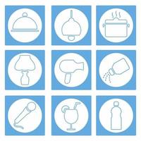 Set Icon of - Hotel and Restaurant Part 2 - White Moon Style vector