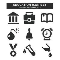 establecer icono de vector de educación - estilo de glifo