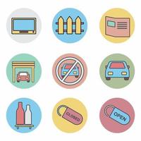Set Icon of Hotel and Restaurant Part 6 - Color Mate Style vector