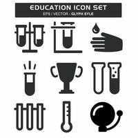 establecer icono de vector de educación 1 - estilo de glifo