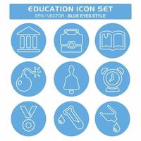 Set Icon Vector of Education - Blue Eyes Style