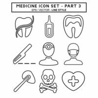 establecer vector icono de medicina parte 3 - estilo de línea