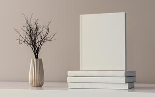 Picture frames with plant pots adorn the living room. photo