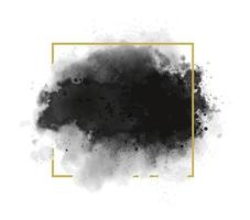 Black watercolor with gold line frame on white background vector