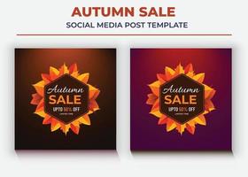 cartel de venta de otoño, publicación de redes sociales de superventa y folleto vector