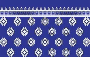 Geometric fabric pattern, blue, white design vector