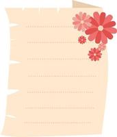 Note paper with red flowers vector