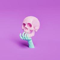 pensive skull posed on a hand photo
